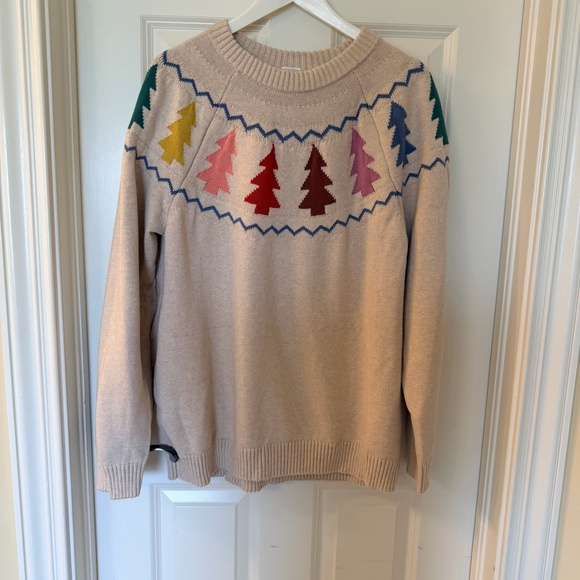 Hanna Andersson Cream Sweater with Multicolor Tree Pattern - Picture 4 of 7